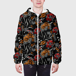 Куртка с капюшоном мужская Цветочный модный узор, цвет: 3D-белый — фото 2