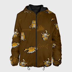 Куртка с капюшоном мужская Тигрята, цвет: 3D-черный