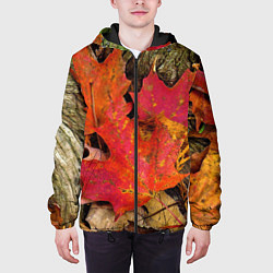 Куртка с капюшоном мужская Листопадкленовые листья, цвет: 3D-черный — фото 2