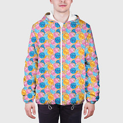 Куртка с капюшоном мужская Новогодние Ёлочные Шары, цвет: 3D-белый — фото 2