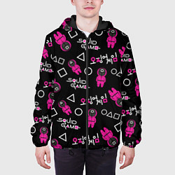 Куртка с капюшоном мужская Игра в кальмара: Паттерн, цвет: 3D-черный — фото 2