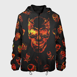 Куртка с капюшоном мужская Огненные черепа Carbon, цвет: 3D-черный
