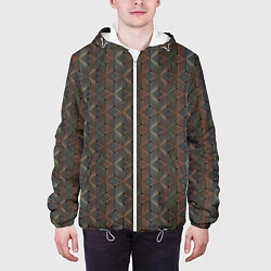 Куртка с капюшоном мужская Абстракция из разноцветных треугольников из линий, цвет: 3D-белый — фото 2