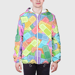 Куртка с капюшоном мужская Цветные пластыри, цвет: 3D-белый — фото 2