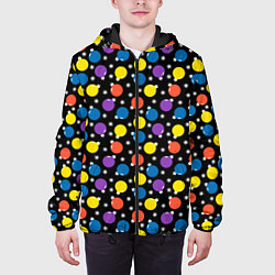 Куртка с капюшоном мужская Новогодние Лампочки, цвет: 3D-черный — фото 2