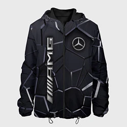 Куртка с капюшоном мужская Mercedes AMG 3D плиты, цвет: 3D-черный