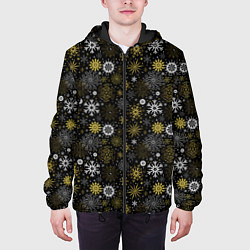 Куртка с капюшоном мужская Зимние Узоры золотые, цвет: 3D-черный — фото 2