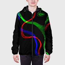 Куртка с капюшоном мужская Неоновый хаос 3DNeon chaos 3D, цвет: 3D-черный — фото 2