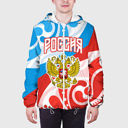 Куртка с капюшоном мужская Россия! Герб, цвет: 3D-белый — фото 2