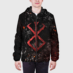 Куртка с капюшоном мужская BERSERK LOGO GRUNGE RED, цвет: 3D-черный — фото 2