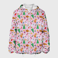 Куртка с капюшоном мужская Новогодние Зверюшки, цвет: 3D-белый
