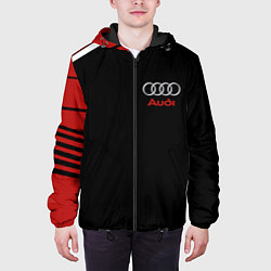 Куртка с капюшоном мужская АУДИ ЛОГО AUDI GEOMETRY RED STRIPES LINE, цвет: 3D-черный — фото 2