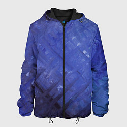 Куртка с капюшоном мужская Синие акварельные мазки, цвет: 3D-черный