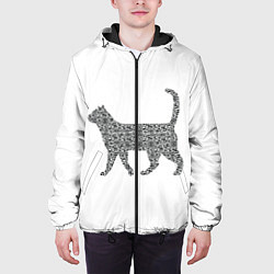 Куртка с капюшоном мужская QR - кот, цвет: 3D-черный — фото 2