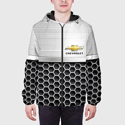 Куртка с капюшоном мужская Шевроле Стальная решетка, цвет: 3D-черный — фото 2