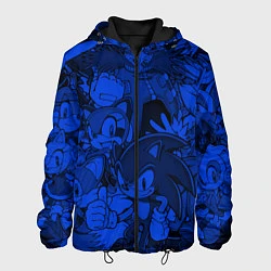 Куртка с капюшоном мужская SONIC BLUE PATTERN СИНИЙ ЁЖ, цвет: 3D-черный