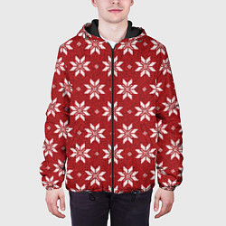 Куртка с капюшоном мужская Снежный орнамент, цвет: 3D-черный — фото 2