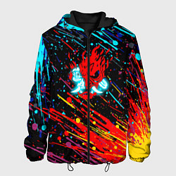 Куртка с капюшоном мужская Cyberpunk 2077 Цветные брызги, цвет: 3D-черный