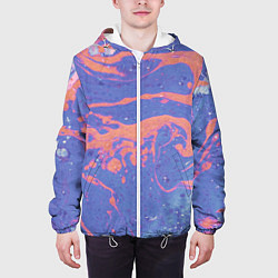 Куртка с капюшоном мужская Текстура Fluid Art, цвет: 3D-белый — фото 2