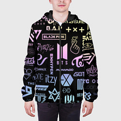 Куртка с капюшоном мужская K-pop лого исполнителей, цвет: 3D-черный — фото 2