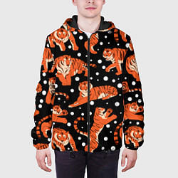 Куртка с капюшоном мужская Тигры, Символ 2022 года, цвет: 3D-черный — фото 2