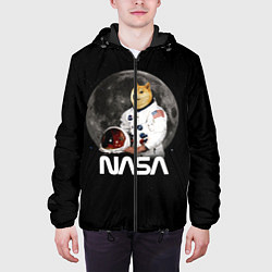 Куртка с капюшоном мужская Доги Космонавт Мем Наса Doge, цвет: 3D-черный — фото 2
