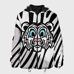 Куртка с капюшоном мужская Забавный Белый тигр, цвет: 3D-черный