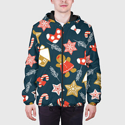 Куртка с капюшоном мужская Merry Christmas!!!, цвет: 3D-черный — фото 2