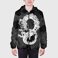 Куртка с капюшоном мужская Белый Дракон Гранж White Dragon, цвет: 3D-черный — фото 2