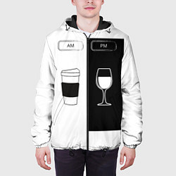 Куртка с капюшоном мужская Утром кофе, остальное потом, цвет: 3D-черный — фото 2