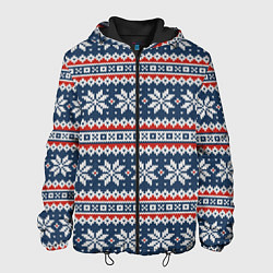 Куртка с капюшоном мужская Knitted Christmas Pattern, цвет: 3D-черный
