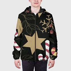 Куртка с капюшоном мужская Новогоднее Настроение Звезды, цвет: 3D-черный — фото 2