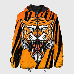 Куртка с капюшоном мужская Разгневанный тигр голова, цвет: 3D-черный