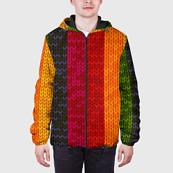 Куртка с капюшоном мужская Вязаная радуга, цвет: 3D-черный — фото 2