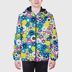 Куртка с капюшоном мужская Takashi Murakami Улыбающиеся цветы, цвет: 3D-черный — фото 2