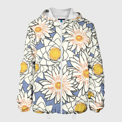 Куртка с капюшоном мужская Растение Ромашки, цвет: 3D-белый