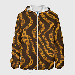 Куртка с капюшоном мужская Шкура тигра леопарда гибрид, цвет: 3D-белый