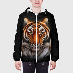 Куртка с капюшоном мужская Реалистичный тигр Realistic Tiger, цвет: 3D-белый — фото 2