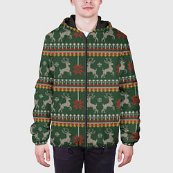 Куртка с капюшоном мужская Новогодний свитер c оленями 1, цвет: 3D-черный — фото 2