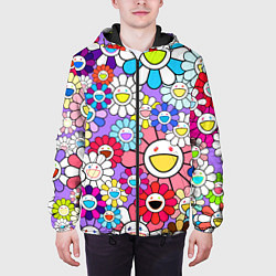 Куртка с капюшоном мужская Цветы Takashi Murakami, цвет: 3D-черный — фото 2
