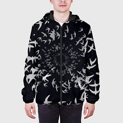 Куртка с капюшоном мужская Веер птиц, цвет: 3D-черный — фото 2