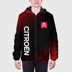 Куртка с капюшоном мужская Ситроен, Citroen Красно черный соты, цвет: 3D-черный — фото 2