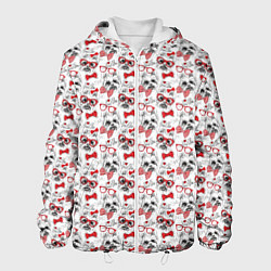Куртка с капюшоном мужская Собачка Йорк, цвет: 3D-белый