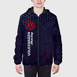 Куртка с капюшоном мужская VOLKSWAGEN RACING - Соты Вертикально, цвет: 3D-черный — фото 2