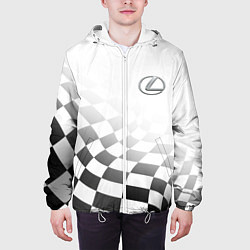 Куртка с капюшоном мужская Lexus, Лексус спорт финишный флаг, цвет: 3D-белый — фото 2