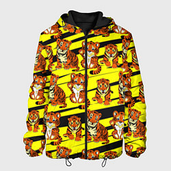 Куртка с капюшоном мужская Няшные Тигрята, цвет: 3D-черный