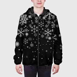 Куртка с капюшоном мужская Снежинки - С Новый год, цвет: 3D-черный — фото 2