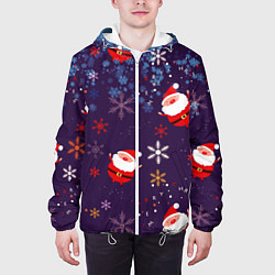 Куртка с капюшоном мужская Дед Мороз в снежинках, цвет: 3D-белый — фото 2