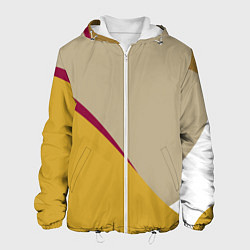 Куртка с капюшоном мужская Линии На бежевом Фоне, цвет: 3D-белый