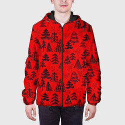 Куртка с капюшоном мужская Ёлки узор!, цвет: 3D-черный — фото 2